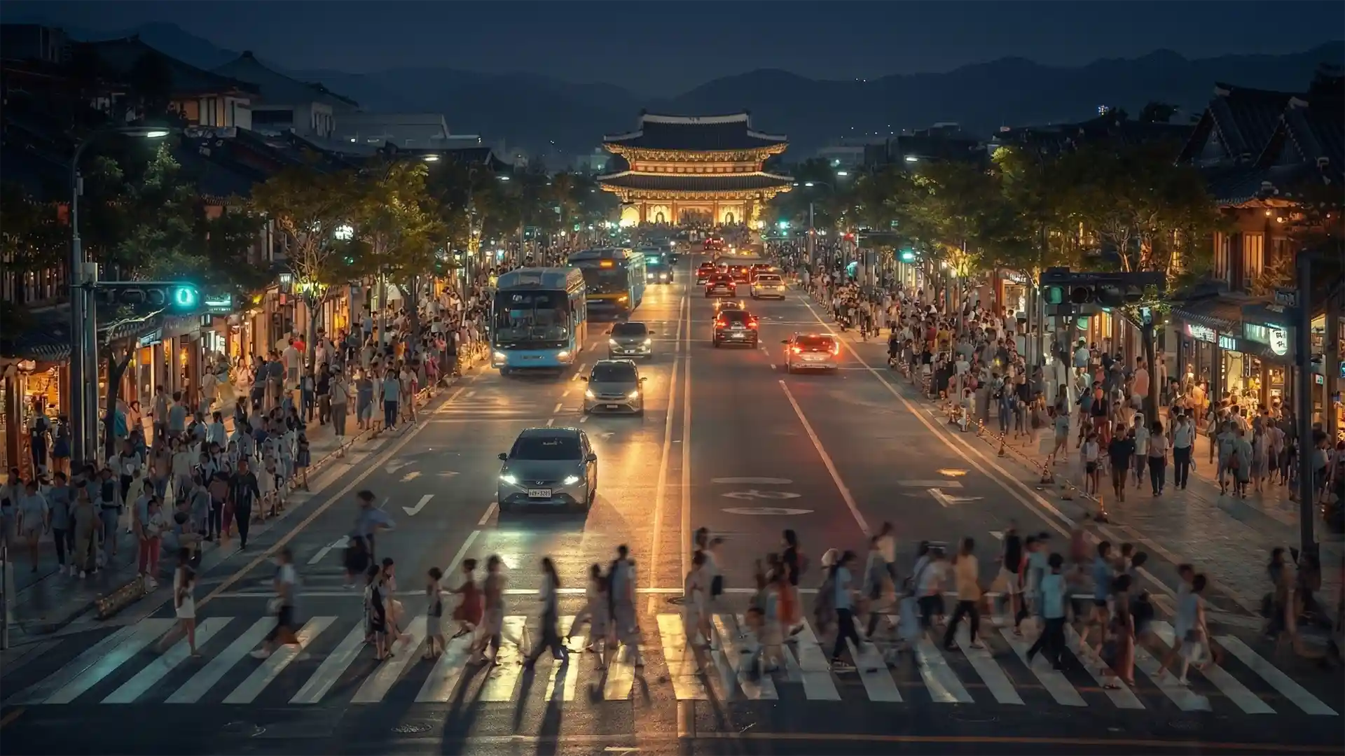 Lifestyle scene capturing the rhythm of everyday Korean life